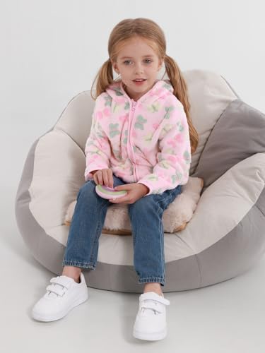 Toddler Baby Girl Fleece Jackets Fall Clothes Hooded Zip Fuzzy Coats - Image 5