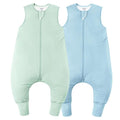 Rayon Made From Bamboo Sleep Sack 12-24 Months 0.5 Tog Ultra Soft Summer Toddler Sleep Sack 1t-2t with Feet 2-Way Zipper Lightweight Sleeping Bag Baby Wearable Blanket (2 Pack)-Green & Blue