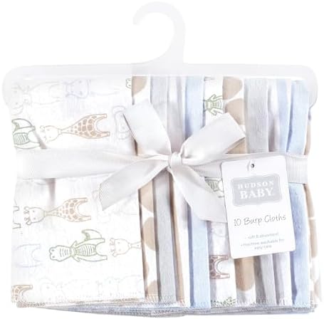 Hudson Baby Cotton Flannel Burp Cloths 10-Pack, Modern Safari Friends, One Size - Image 2