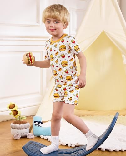 babee Reshinee Bamboo Viscose Toddler Boys Pajamas Set, Short Sleeve Kids - Image 2