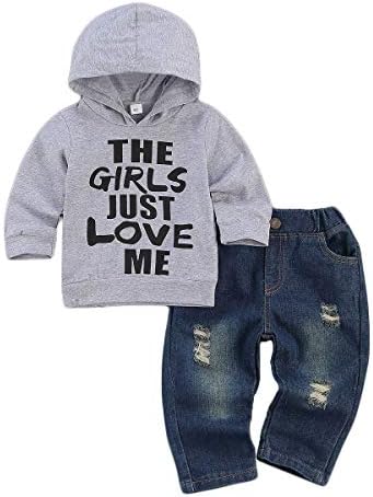 fhutpw Toddler Baby Boy Outfits Hoodie Sweatshirts & Jeans Clothes Set Fall by fhutpw