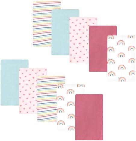 Luvable Friends Hudson Baby Flannel Burp Cloths 10pk, Sweet Rainbow by Luvable+Friends