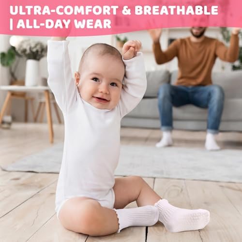 9 Pairs Toddler Ruffle Cotton Non Slip Socks Baby Boys Girls 1-3T - Image 2