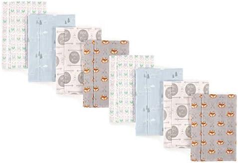 Luvable Friends Unisex Baby Cotton Flannel Burp Cloths, Wild Free 8-Piece by Luvable+Friends