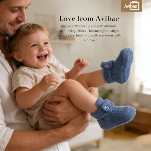 Avibae Baby Booties, Warm Infant Girl Boy Socks Bootie, Newborn Knit Shoes - Image 5