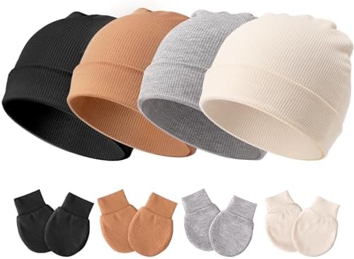 Newborn Baby Hats and Mittens Set by AQOKKA