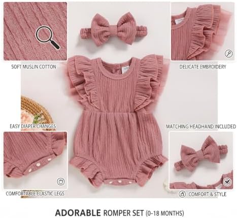 TITKKOP Ruffle Bubble Romper for Baby Girl | One-Piece Shorts Jumpsuit | Summer - Image 6