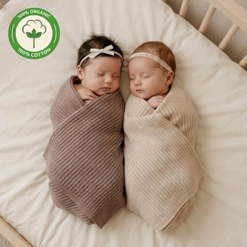 Receiving Blankets, 100% Organic Cotton Knit, Baby Swaddle 2-Pack | - Image 6