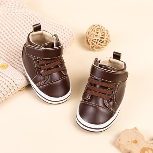 Meckior Toddler Baby Boys Girls High Tops Ankle Sneakers Soft Anti-Slip Sole PU - Image 3