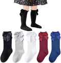 Baby Knee High Socks Infant Toddler Bow Ruffled Cotton Long Socks Stockings by Miniangel