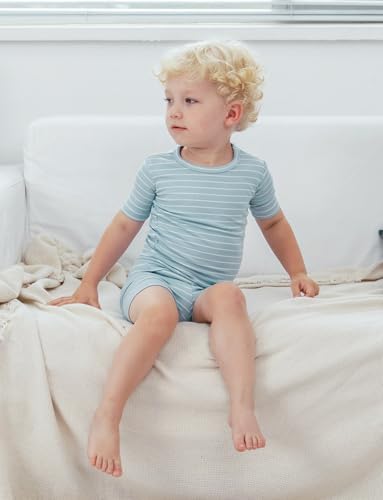 AVAUMA Stripe Pattern Baby Boys Girls Pajama Set Kids Toddler Snug fit Ribbed - Image 2