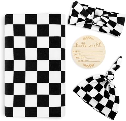 Newborn Swaddle Blanket with Hat Set, Baby Receiving Blankets 30"x30" by TANOFAR