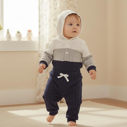 Giraropa Newborn Baby Boy Clothes Rib Knit Romper Jumpsuit Solid Sweater - Image 5
