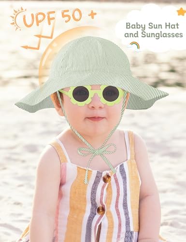 Durio UPF50+ Baby Sun Hat and Sunglasses - Image 2