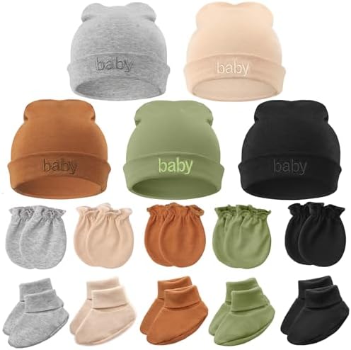 BQUBO Newborn Baby Hat Mittens Socks Set Infant Cotton Beanie Gloves Thick Warm by DRESHOW