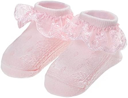 EPEIUS Baby Girl Ruffle Socks, Eyelet Frilly Lace Socks - Image 6