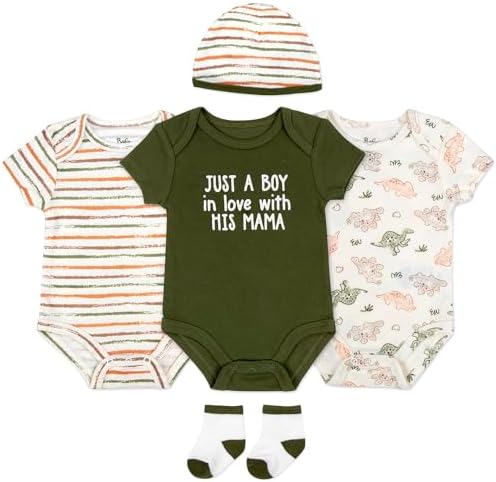 Baby Essentials Baby Boys 5 Piece Bodysuit Set - Image 5