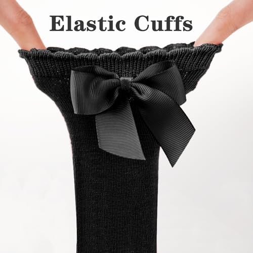 Baby Knee High Socks Infant Toddler Bow Ruffled Cotton Long Socks Stockings - Image 5