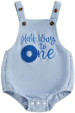Honganda Baby Boy 1/2 Birthday Outfit Half Way to One Cake Smash Romper by Honganda