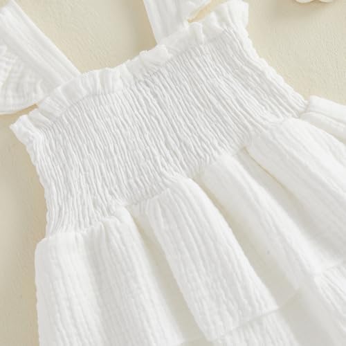 Newborn Baby Girls Summer Clothes Ruffle Sleeveless Pleated Smocked Bubble - Image 7