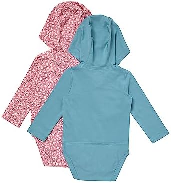 Hanes Baby Pure Comfort Long Sleeve Hoodie Bodysuits, Infant Bodysuits - Image 2