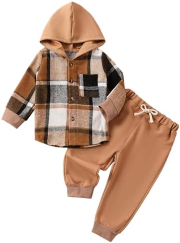 Infant Baby Boy Fall Winter Clothes Outfit Hooded Long Sweatshirt Pant Set by LIOMENGZI