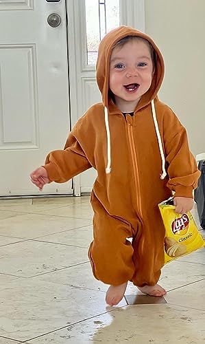 Unutiylo Unisex Baby Boys Girls Long Sleeve Infant Baby Zipper Hooded Jumpsuits - Image 2