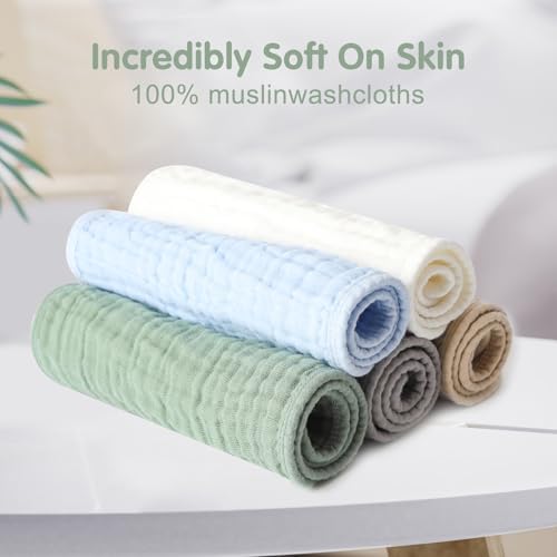 Muslin Burp Cloths Set for Babies 100% Cotton Baby Washcloths, Large 20''x10'' - Image 5