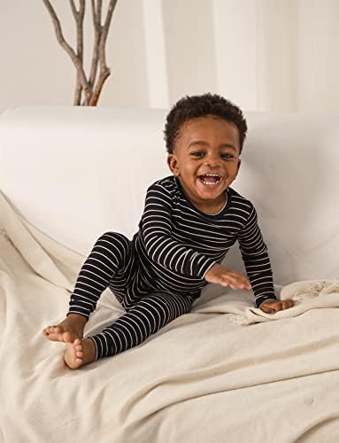 AVAUMA Stripe Pattern Baby Boys Girls Pajama Set Kids Toddler Snug fit Ribbed - Image 5