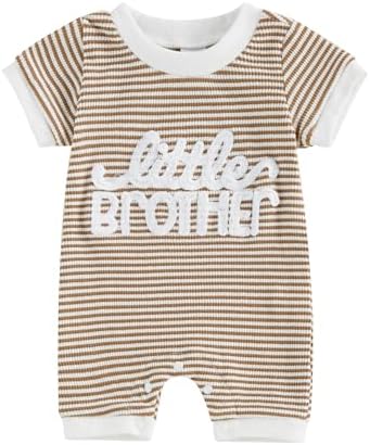 allshope Newborn Baby Boy Summer Outfit Romper Letter Embroidery Short Sleeve by Allshope