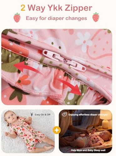 JunNeng Baby Girl Sleeper Viscose from Bamboo, Short Sleeve Romper | 2 Way YKK - Image 4