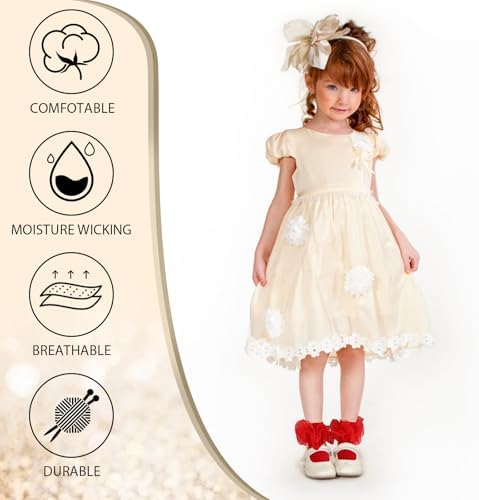 Girls Ruffle Socks Double Lace Turn Cuff Frilly Church Dress Socks - Image 4