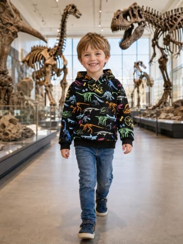 RETSUGO Baby Boys Dinosaurs Hoodie Boy Girls Truck Pullover - Image 3