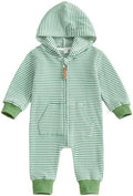 Newborn Infant Baby Boy Clothes Striped Waffle Knit Long Sleeve Zipper Hooded by Unknown