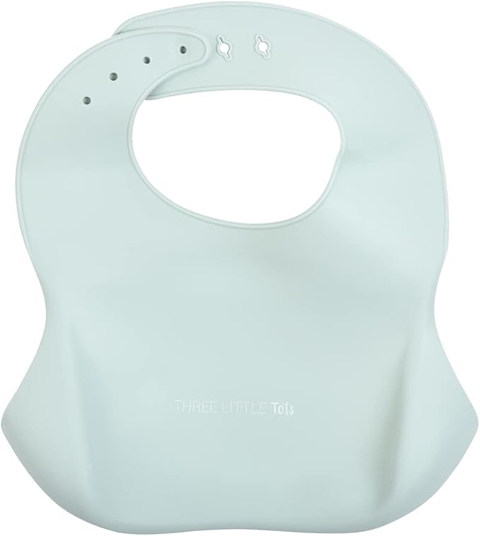 Three Little Tots Modern Silicone Baby Bib – Adjustable Fit Waterproof Catch - Image 3