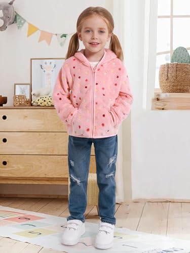Toddler Baby Girl Fleece Jackets Fall Clothes Hooded Zip Fuzzy Coats - Image 4