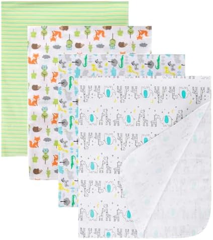 Cotton Flannel Receiving Blankets 4 Pcs, Baby Swaddle Blankets, Infant Flannel by Unknown