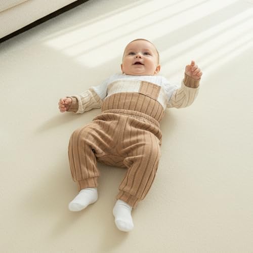 Giraropa Newborn Baby Boy Clothes Rib Knit Romper Jumpsuit Solid Sweater - Image 4