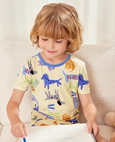 babee Reshinee Bamboo Viscose Toddler Boys Pajamas Set, Short Sleeve Kids - Image 4