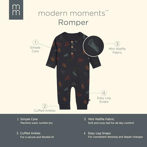 Modern Moments by Gerber Baby Henley Waffle Knit Romper - Image 6