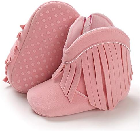 Timatego Baby Girl Cowboy Tassel Boots Side Zipper Non Slip Stay On Booties - Image 3
