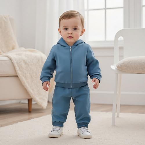 Infant Baby Boy Fall Winter Clothes Outfit Hooded Long Sweatshirt Pant Set - Image 3