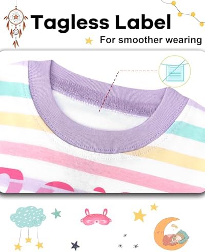 DAUGHTER QUEEN Girls Summer Pajamas Set 4 Pieces 100% Cotton Sleepwear Size 18 - Image 2