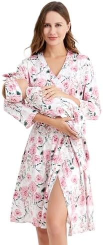 Galabloomer Maternity Robe and Receiving Blanket, Matching Mommy Labor Robe by Galabloomer