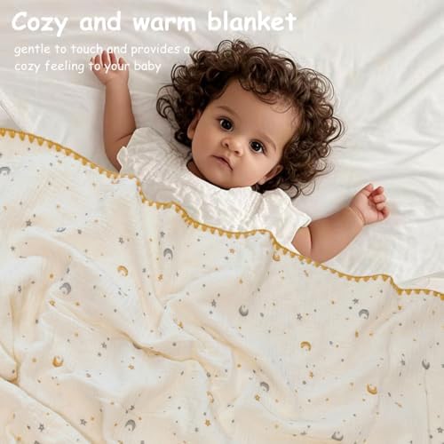 Baby Neutral Muslin Thick Blanket Double Layer Soft Crib Bedding 40x40 inch - Image 3