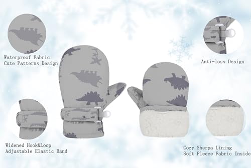 Toddler Gloves Kids Mittens Winter Warm Lined Fleece Gloves Waterproof Snow - Image 2