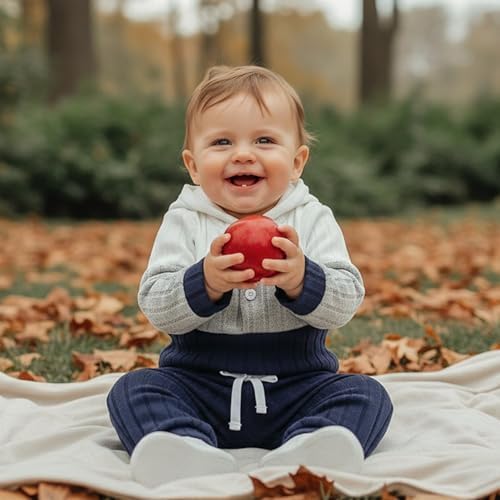 Giraropa Newborn Baby Boy Clothes Rib Knit Romper Jumpsuit Solid Sweater - Image 6