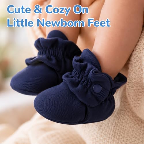 Pro Goleem Unisex Cotton Baby Booties, Warm Cozy Stay-On Baby Slippers - Image 2