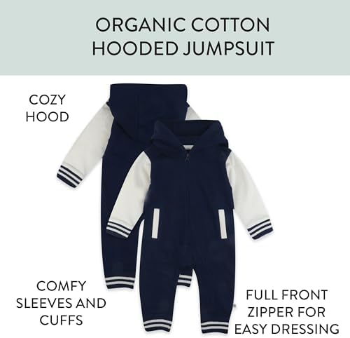 HonestBaby Baby Boys' Hoodie Coverall Team Varsity 100% Organic Cotton - Image 3