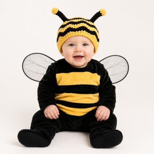 Bumble Bee Baby Knit Hat Soft Cotton Infant Crochet Bee Beanie Cute Animal - Image 4